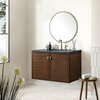 James Martin Vanities Amberly 36in Single Vanity, Mid-Century Walnut w/ 3 CM Charcoal Soapstone Top 670-V36-WLT-3CSP